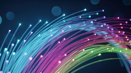 Obraz premium A vibrant display of colorful, glowing fibers resembling digital connectivity, suggesting themes of technology and innovation.