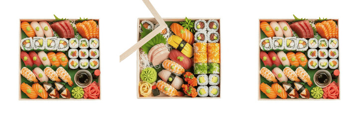 Gourmet Japanese Sushi Platter Assorted Nigiri and Rolls for Asian Cuisine Restaurant Menu PNG © Rama