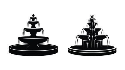 Two tiered fountain designs presented in a striking black silhouette © Hiron