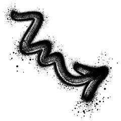Arrow graffiti with a different shape from the others that is sprayed with black paint. © tedi