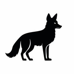 Fototapeta premium Black Silhouette of a Fox Standing