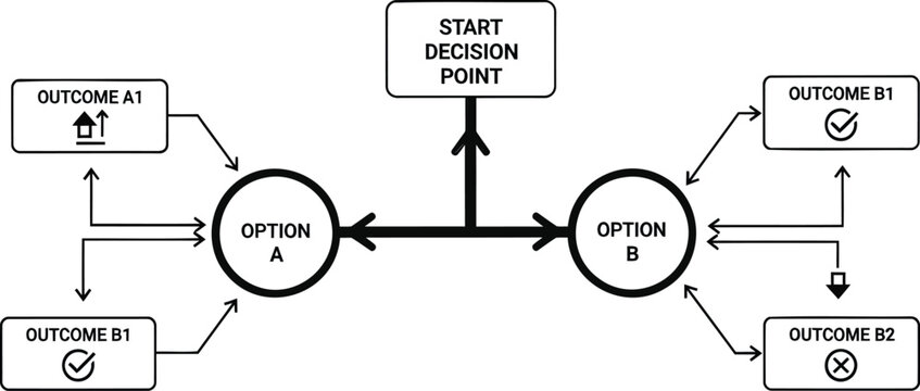 Decision making flowchart, business process diagram, workflow chart, vector illustration