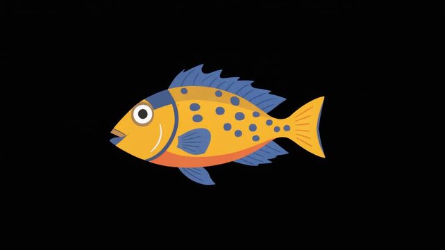 Snapper swimming slowly, animation, vector flat design, 