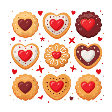 Sweet cookie gift box set for bakery branding and sweet food themed design works - Vector Illustration