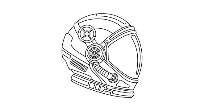 Astronaut Helmet Line Art Illustration