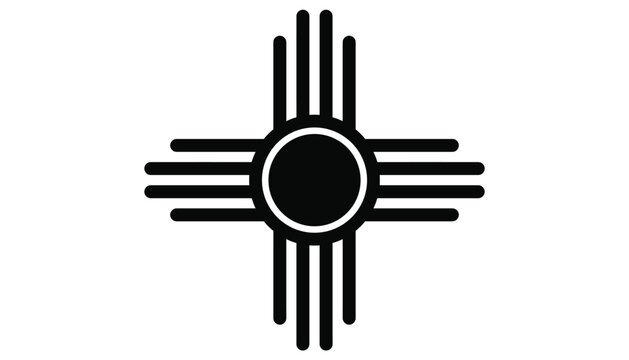 Zia symbol for New Mexico state flag on transparent background vector illustration, iconic design for cultural representation.