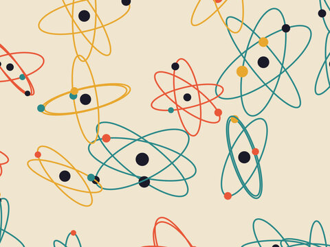 Retro 1950s Atom Orbit Pattern Backdrop
