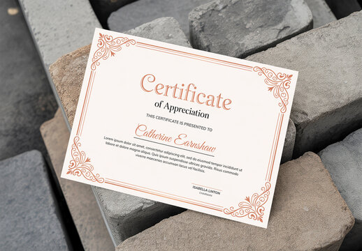 Realistic Certificate Mockup on Stone