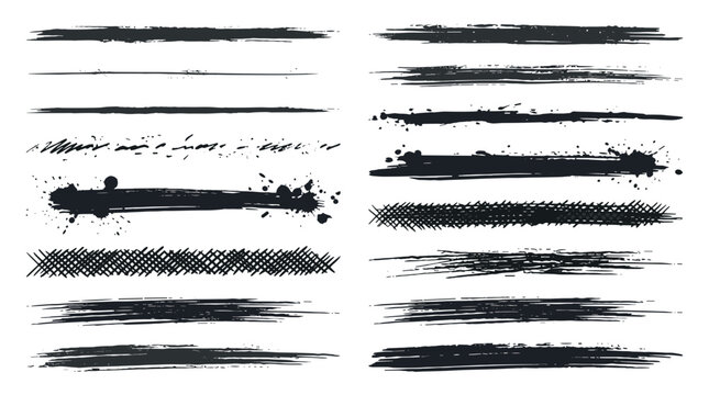 Collection of black ink brush strokes
