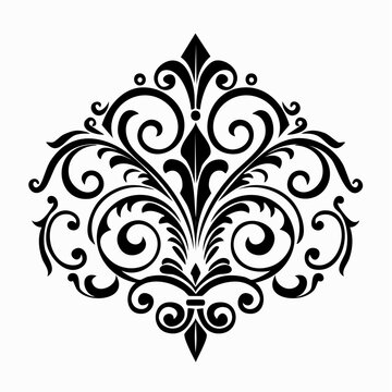 Black Damask Swirl Ornament
