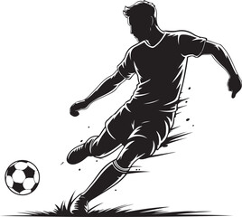 Soccer player kicking a ball on grass field © Ranaart