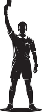 Referee raising black card in soccer match