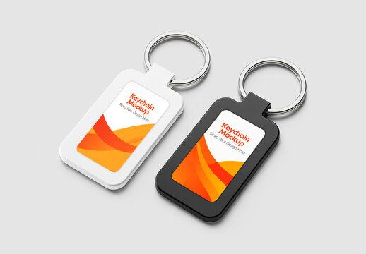 Realistic Rectangle Keychain Mockup