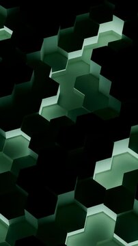 Luminous Honeycomb Grid Reveals Intricate Data Pathways With Green Lighting And Cellular Depth
