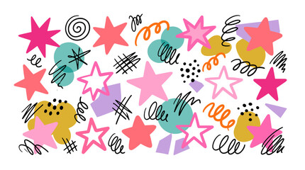 Naklejka premium Colorful celebration confetti with stars and streamers