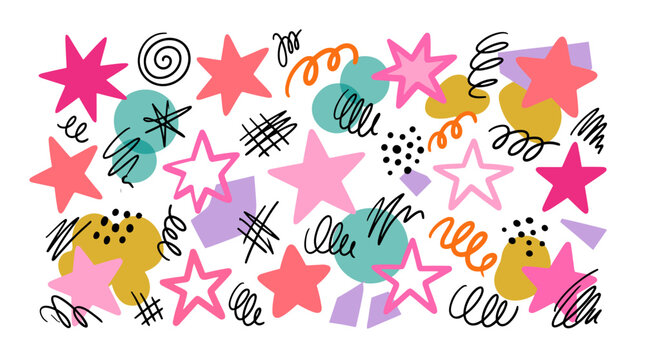 Colorful celebration confetti with stars and streamers