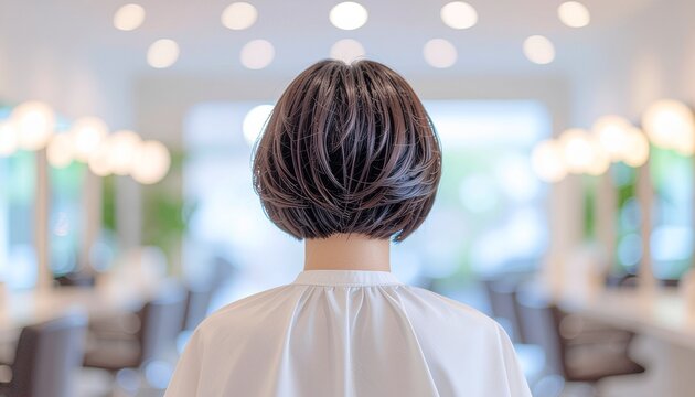 ショートカットの女性の後ろ姿