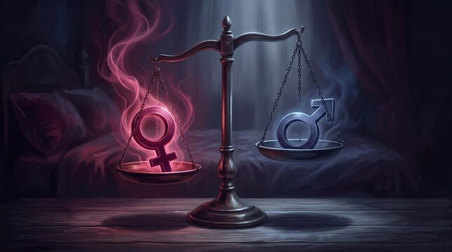 Symbolic Scales of Justice Representing Gender Equality and Balance.
