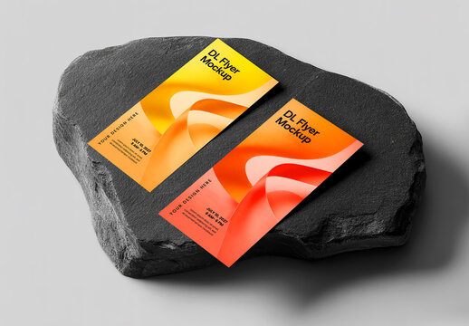 DL Flyer Mockup on Black Stone