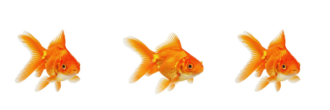 Vibrant Orange Goldfish Swimming PNG - Beautiful Aquatic Pet Fish Isolated on Transparent Background for Aquarium and Underwater Nature Designs