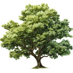 Fototapeta premium Professional High-Quality Oak Tree with Green Leaves Isolated on Transparent Background