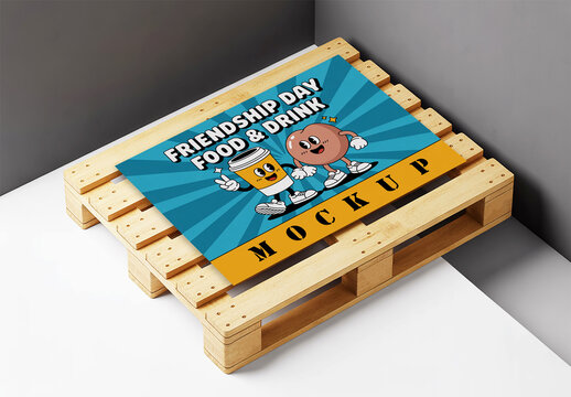 Friendship Event Flyer Mockup on Wooden Pallet