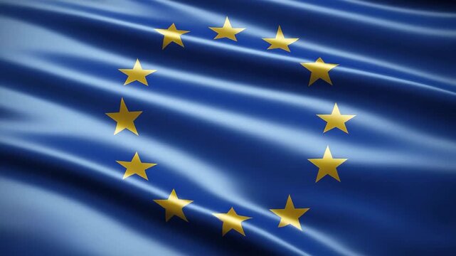 Flag of the European union with a wavy fabric texture