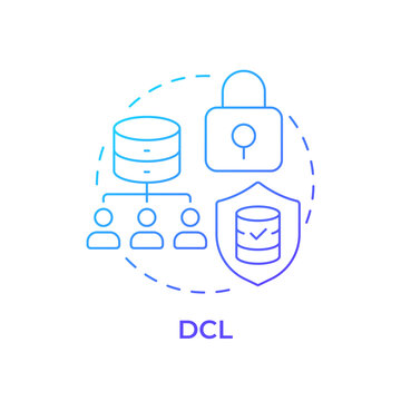DCL blue gradient concept icon. Data security, system privacy. Access control. Encryption technology. Round shape line illustration. Abstract idea. Graphic design. Easy to use in presentation, article