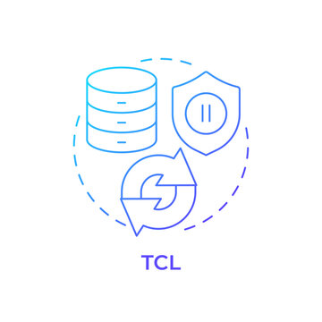 TCL blue gradient concept icon. Database synchronization, information backup. Cyber security. Round shape line illustration. Abstract idea. Graphic design. Easy to use in presentation, article