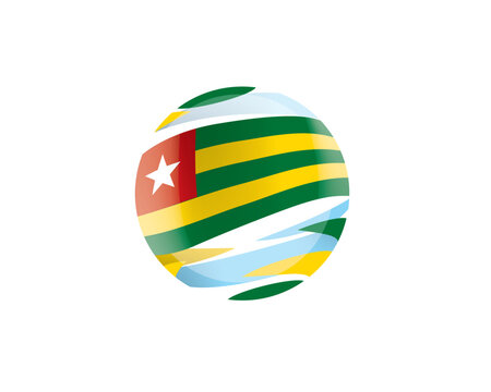 The Togo flag in an abstract sphere