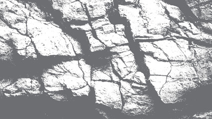 Obraz premium Black and white vintage cracked concrete with scribble effect old wall background grunge fractured texture vector