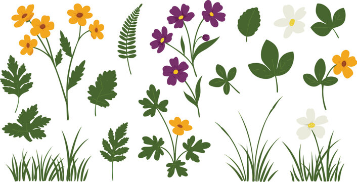 A group of cartoon dinosaurs and princesses with tropical fruits and flowers