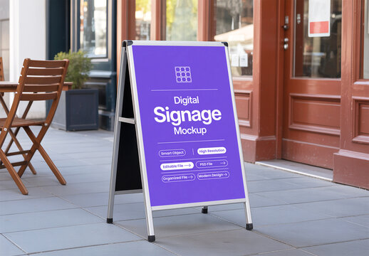 Modern Metal Sandwich Board Mockup