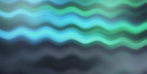 Fototapeta premium Vibrant cyan and green wavy lines abstract background with grainy digital noise and futuristic neon aesthetic