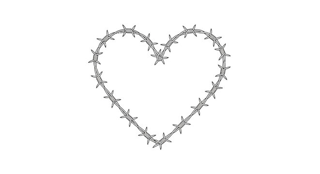 Barbed wire heart shaped symbol.