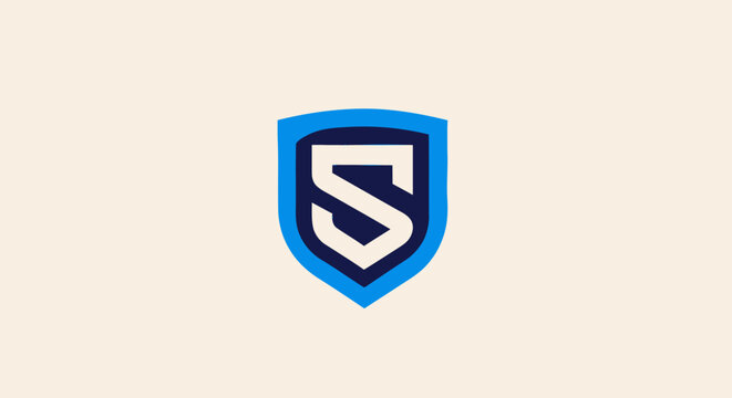 Modern Blue Shield Logo with the Letter S for Security.