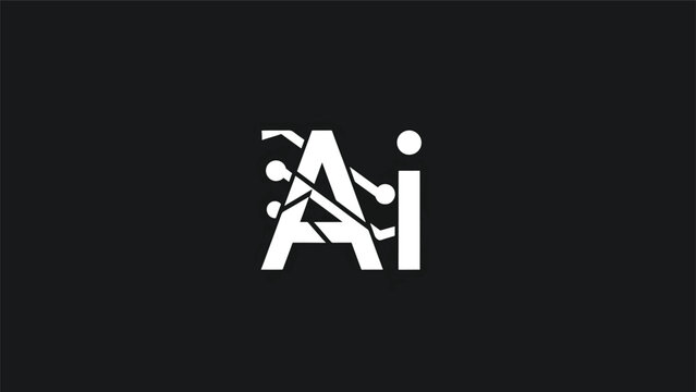 Modern AI Technology Logo on Dark Background, Artificial Intelligence Concept.