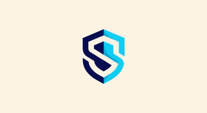 Modern shield logo design with letter S, perfect for security.