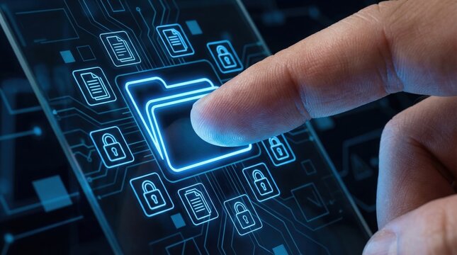 Digital cloud service for document management and secure file storage with fast transfer technology protecting important digital files