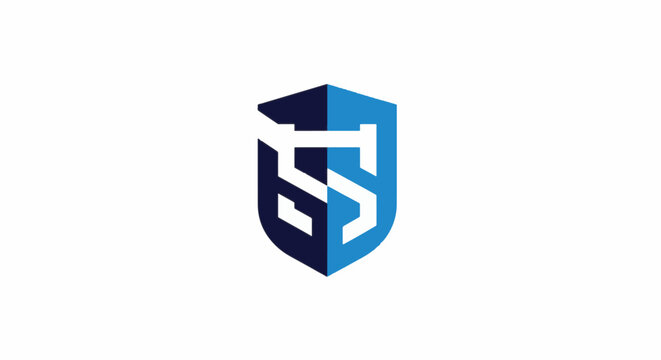 Modern Shield Logo Design Featuring the Letters TS in Blue.