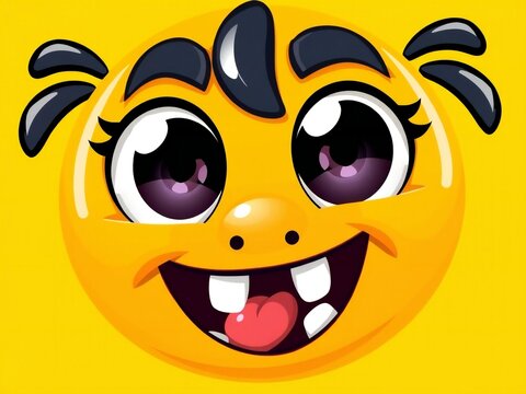 A cartoon character with a big smile and exaggerated facial features