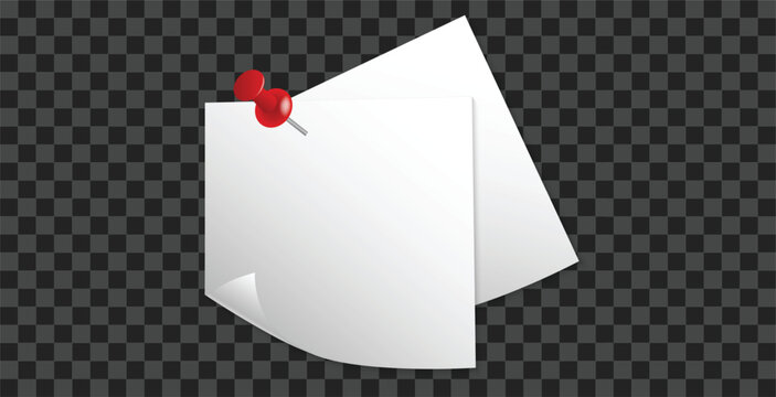 Blank note with pin mockup isolated realistic stationery reminder vector illustration
