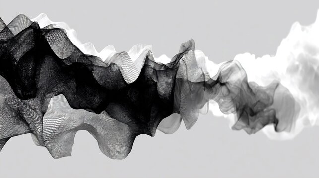 Abstract tangled lines dissolving into harmonious flowing patterns, mental stress unraveling, tension release