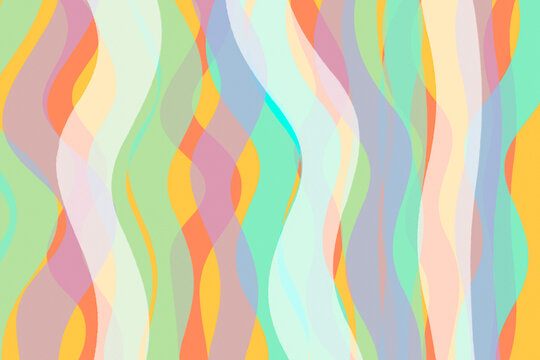 Abstract layered transparent wavy pattern in pastel colors