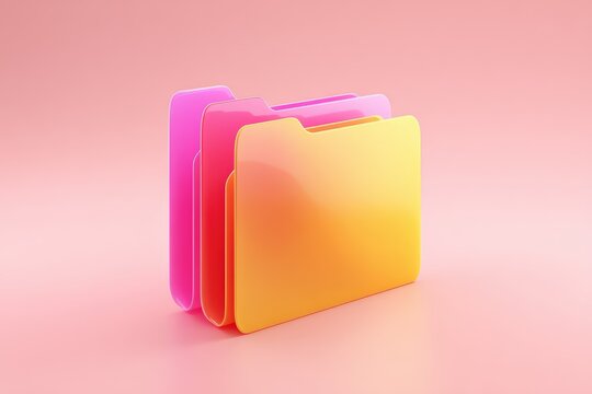 Vibrant Multicolored Folders Stacked in Soft Gradient Studio Background