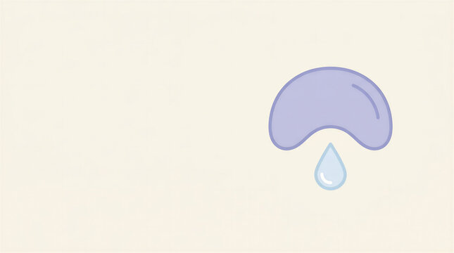 A soft, minimal stress hormone icon with a simple kidney-shaped adrenal gland in pale lavender and a small transparent droplet below it. 