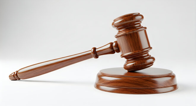 Gavel and sounding block on white background law justice and legal concepts
