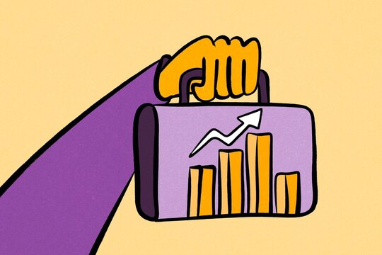 Business innovation concept with briefcase growth chart icon