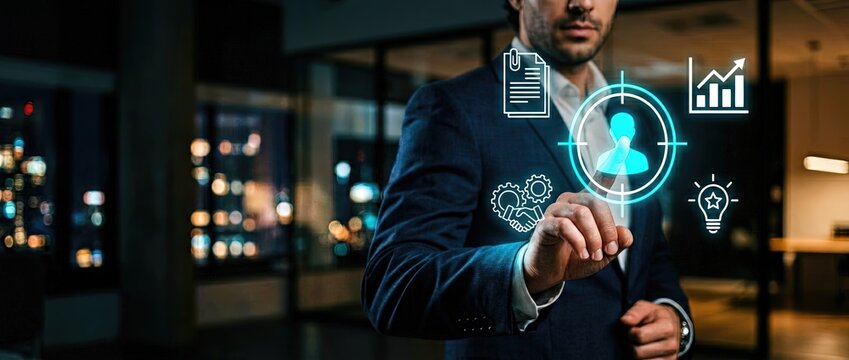 Engaging in digital transformation strategies corporate office professional business visualization modern environment close-up viewpoint innovative concept for future growth