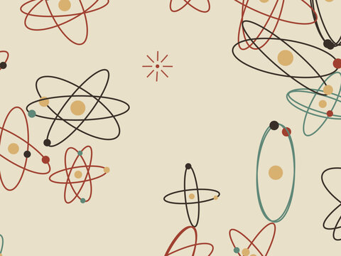 Retro 1950s Atom Orbit Pattern Backdrop